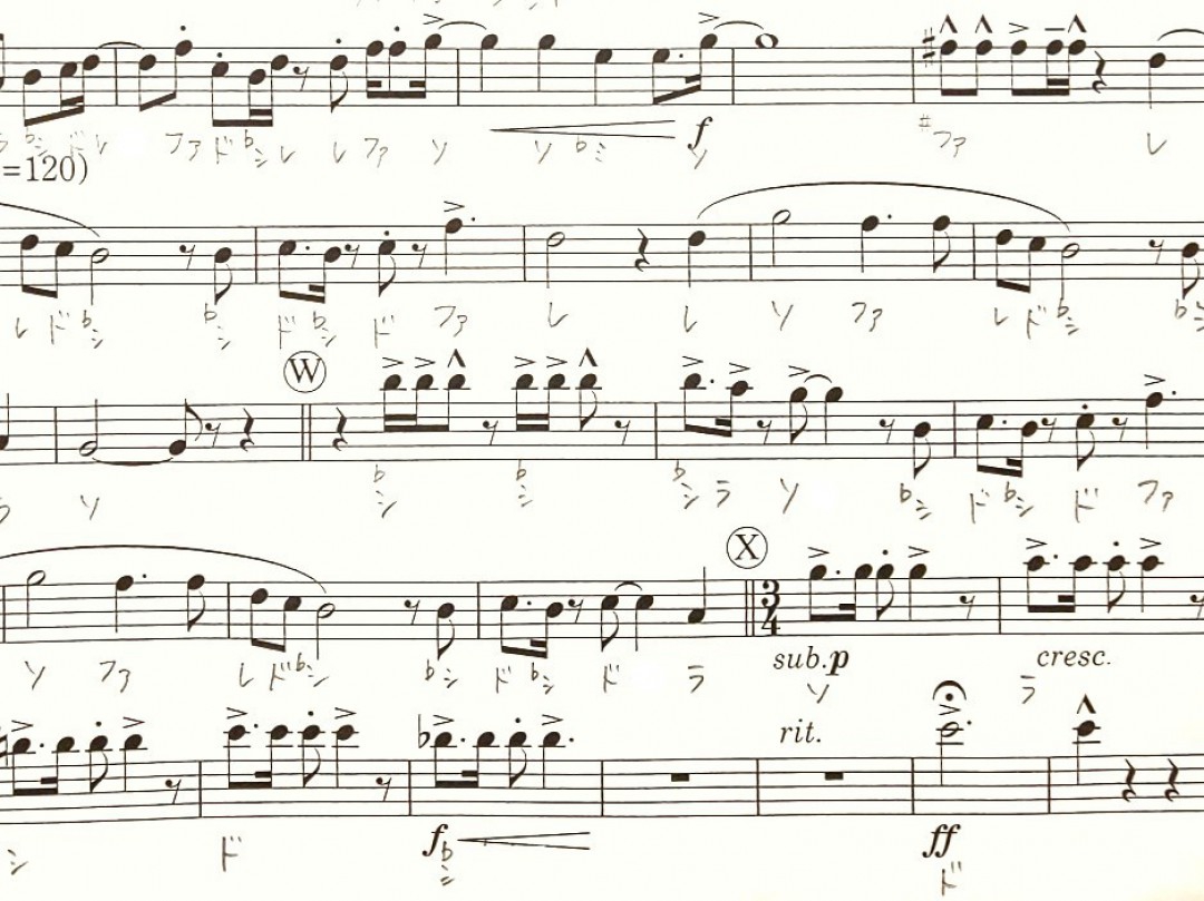 ドレミが適度に書き込まれた楽譜